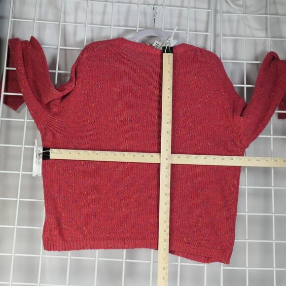 Flamingo Rose Pink Sweater Womens Medium Wool Blend Lightweight Knit Crewneck - Picture 6 of 9